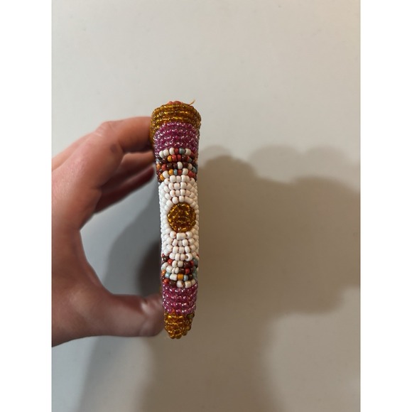 Small Beaded Purse Wallet Zip Closure Colorful Boho Orange Purple Pink Cute - Picture 7 of 8